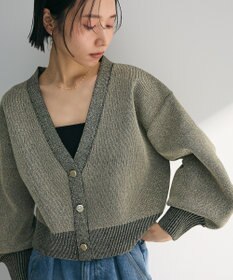 Green Parks ・ＥＬＥＮＣＡＲＥ　ＤＵＥ　ラメＶネックカーディガン