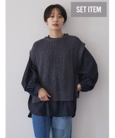 AMERICAN HOLIC ＳＥＴ　ボリュームスリーブシャツ＋ニットベスト