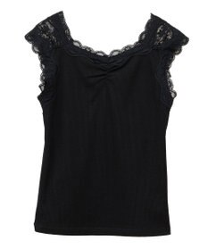 earth music&ecology ラメテレコショルダーレースタンクトップ