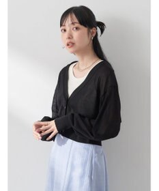 earth music&ecology シアーラメＶネックカーディガン