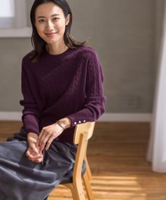 J.PRESS LADIES 【洗える】WOOL BLEND AIR ケーブル ニット