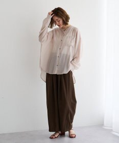 YECCA VECCA ドライタッチシアーバンドカラーシャツ