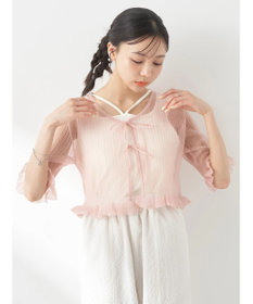 earth music&ecology シアーラメフリルカーディガン