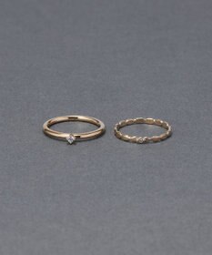 Phoebe 【金属アレルギー対応】2setグレイングリッターリング シャンパンゴールド