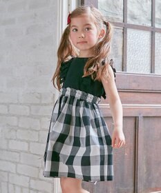 ANY KIDS チェック ドッキング ワンピース