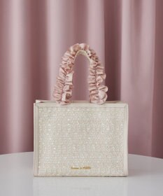 Maison de FLEUR LINTONツイードスクエアフリルトートバッグ