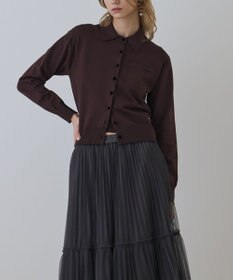 GRACE CONTINENTAL バイカラーロゴニットカーディガン