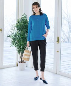 Tiaclasse 【インナーセット・洗える】ボーダー編みシアーニットアンサンブル