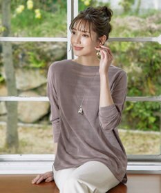 Tiaclasse 【インナーセット・洗える】ボーダー編みシアーニットアンサンブル