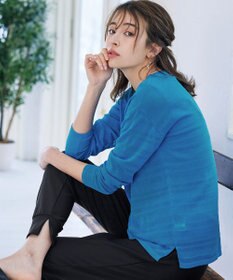 Tiaclasse 【インナーセット・洗える】ボーダー編みシアーニットアンサンブル