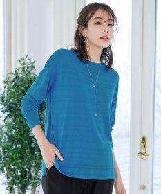 Tiaclasse 【インナーセット・洗える】ボーダー編みシアーニットアンサンブル