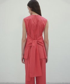 BEIGE， 【洗える・GISELe 6月号掲載】MALLOW / バックリボンコットンノースリーブブラウス