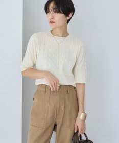 AMERICAN HOLIC ケーブル５分袖ニットプルオーバー