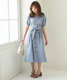 Feroux 【洗える】パフスリーブシャツ ワンピース