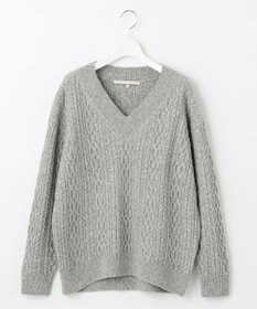 自由区 アランパターン Vネックニット