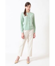 DAKS キュプラ混クルーネックカーディガン ミニフリル袖