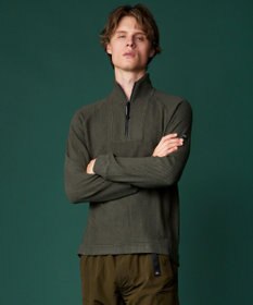 JOSEPH ABBOUD MOUNTAIN 【吸湿発熱/ソフト】ソフトウォームワッフル ハーフジップ カットソー