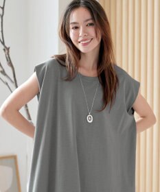 Tiaclasse 【洗える】フレンチスリーブカットソーワンピース