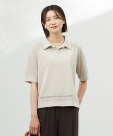 J.PRESS LADIES 【洗える】COTTON POLYESTER ニットポロ