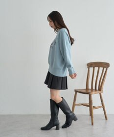 earth music&ecology 【洗濯機洗い可】スウェットライクロゴニットプルオーバー