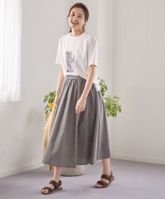 ANY 【ウエストゴム】シャンブレーライクフレアスカート