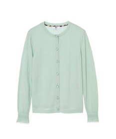 DAKS キュプラ混クルーネックカーディガン ミニフリル袖