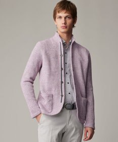 JOSEPH ABBOUD 【和紙使用エコ素材/日本素材/軽量/通気性/速乾性】和紙ムリネ ニット ジャケット パープル系