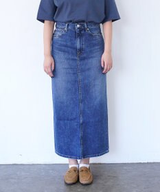 woadblue ＜坪田あさみさんコラボ＞コットン100％I LINE DENIM SKIRT  Iライン デニムスカート