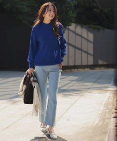 ANY SIS L 【美Denimシリーズ】センタープレスセミフレア デニム