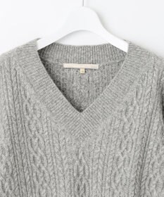 自由区 アランパターン Vネックニット