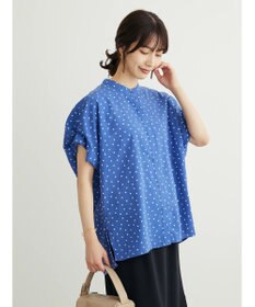 Green Parks ドット柄タックスリーブブラウス