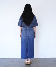 woadblue ＜坪田あさみさんコラボ＞コットン100％I LINE DENIM SKIRT  Iライン デニムスカート