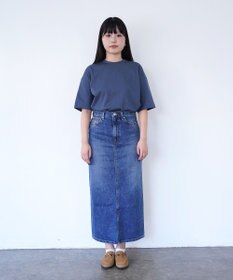 woadblue ＜坪田あさみさんコラボ＞コットン100％I LINE DENIM SKIRT  Iライン デニムスカート