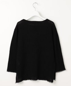 自由区 L 【洗える】リネンフリンジディテール8分袖 ニット