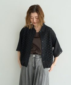 YECCA VECCA レースMIXレイヤードハーフスリーブシャツ