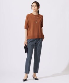 自由区 L 【接触冷感・UVカット・WEB限定カラーあり】クレープストレッチプルオーバー ニット