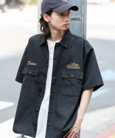 WEGO 【ユニセックス着用ITEM】刺繍ロゴツイルワークシャツ
