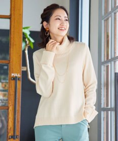 Tiaclasse 【洗える】もっちり柔らかいリブタートルプルオーバーニット