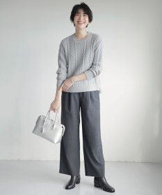 J.PRESS LADIES 【洗える】サイロウォッシャブル2wayストライプ ワイド パンツ