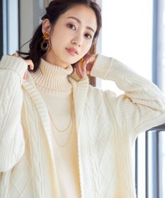 Tiaclasse 【洗える】もっちり柔らかいリブタートルプルオーバーニット