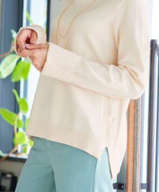 Tiaclasse 【洗える】もっちり柔らかいリブタートルプルオーバーニット