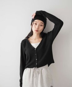 WEGO カラーリブショートカーデ