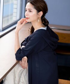 Tiaclasse 【新色追加・洗える】麻調パーカーチュニックブラウス