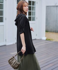 Tiaclasse 【新色追加・洗える】麻調パーカーチュニックブラウス