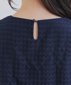 Tiaclasse 【洗える】シアーチェックパフスリーブチュニックブラウス