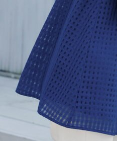 Tiaclasse 【洗える】シアーチェックパフスリーブチュニックブラウス