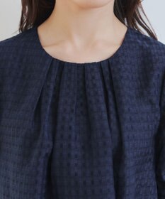 Tiaclasse 【洗える】シアーチェックパフスリーブチュニックブラウス
