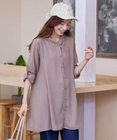 Tiaclasse 【新色追加・洗える】麻調パーカーチュニックブラウス