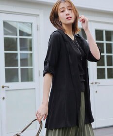 Tiaclasse 【新色追加・洗える】麻調パーカーチュニックブラウス