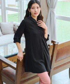 Tiaclasse 【新色追加・洗える】麻調パーカーチュニックブラウス